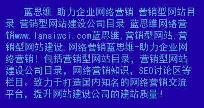 建设企业营销型网站的几点建议（打造用户体验、优化内容、提升品牌价值）